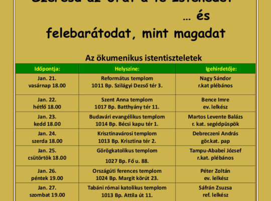 Ökumenikus imahét 2024